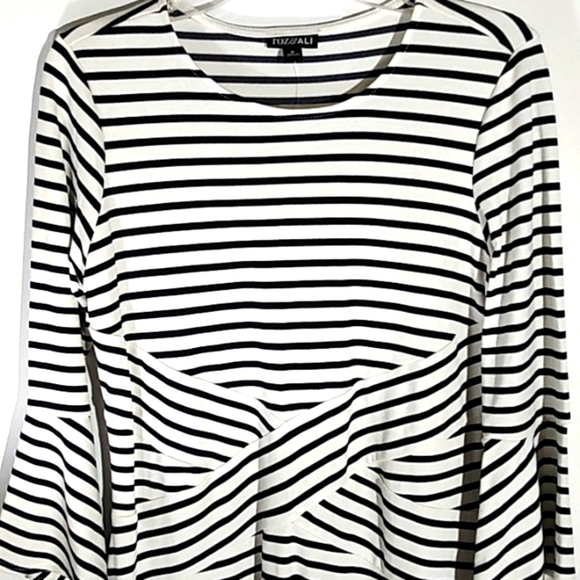 ROZ & ALI BLACK WHITE FIT & FLARE DRESS SIZE MED - Picture 9 of 10